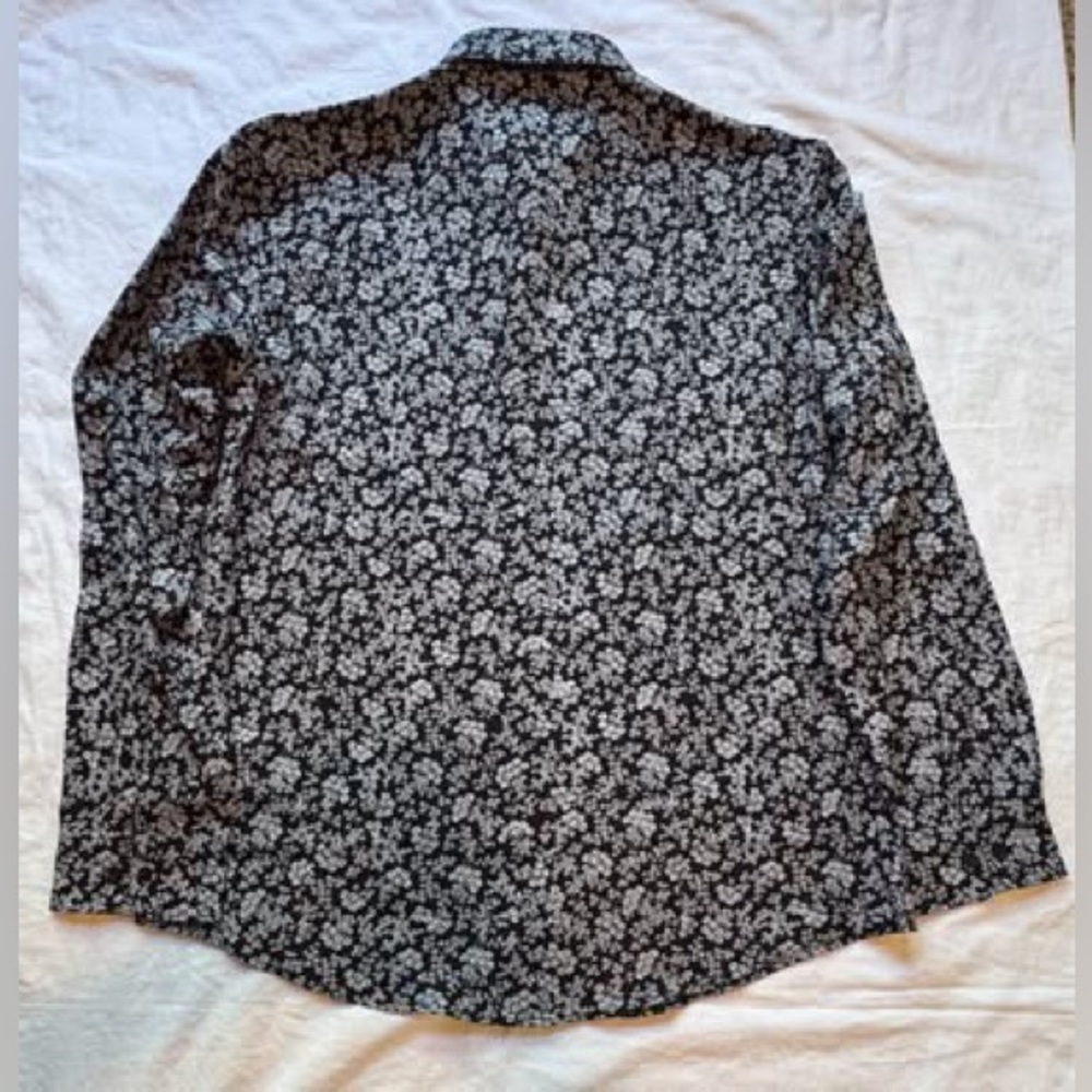 Perry Ellis Black and White Floral Shirt - Picture 4 of 6